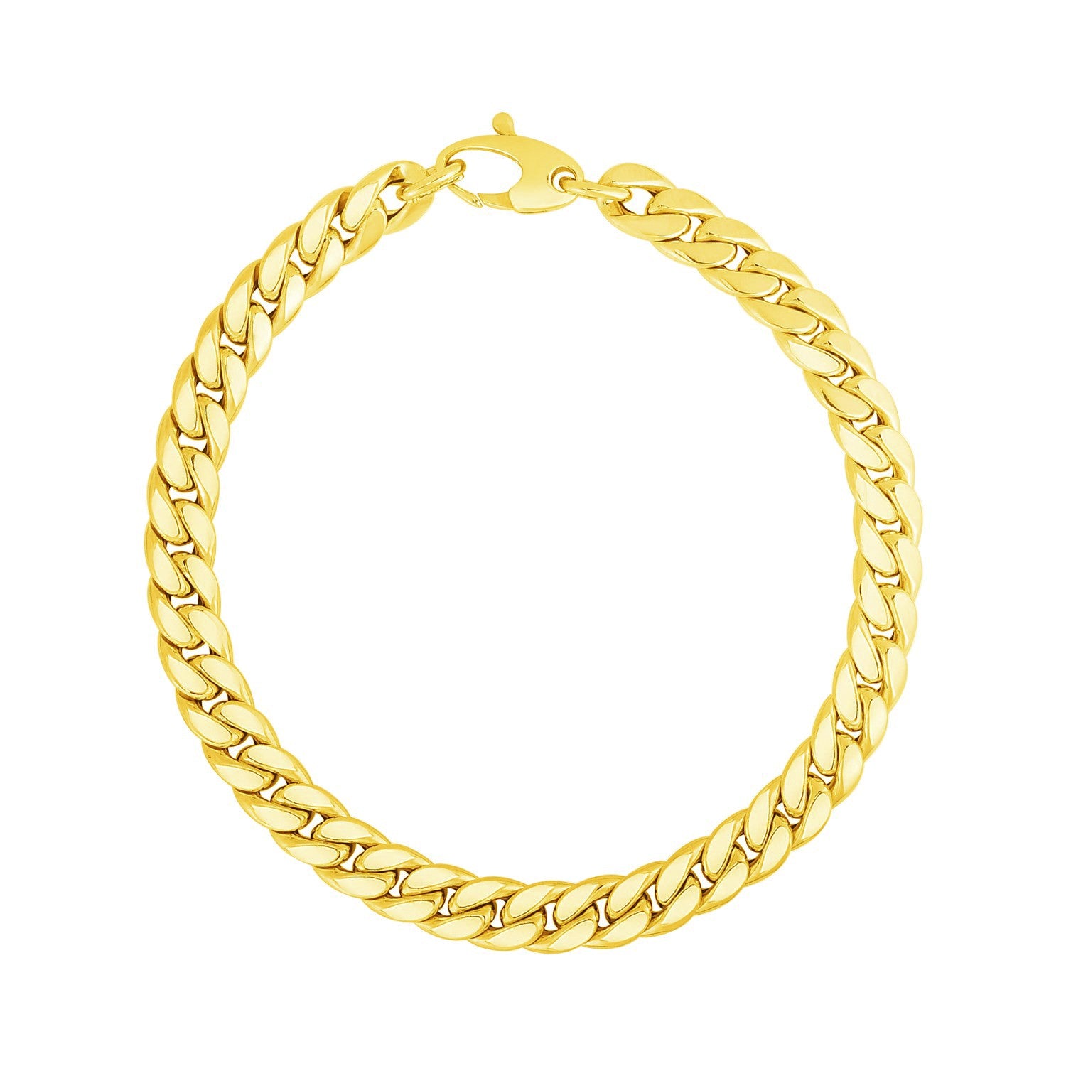 14K Yellow Gold Cuban Link Bracelet (5.90 mm) in a sleek high-contrast midnight luxury editorial style
